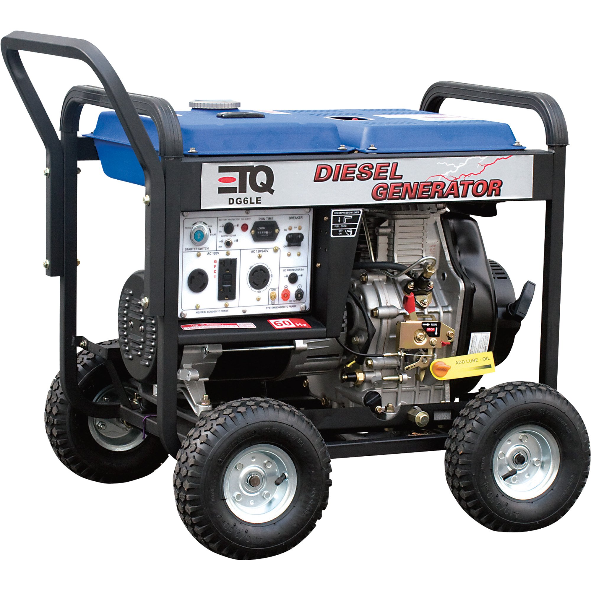 ETQ Portable Diesel Generator — 6000 Surge Watts, 5000 Rated Watts, Model# DG6LE